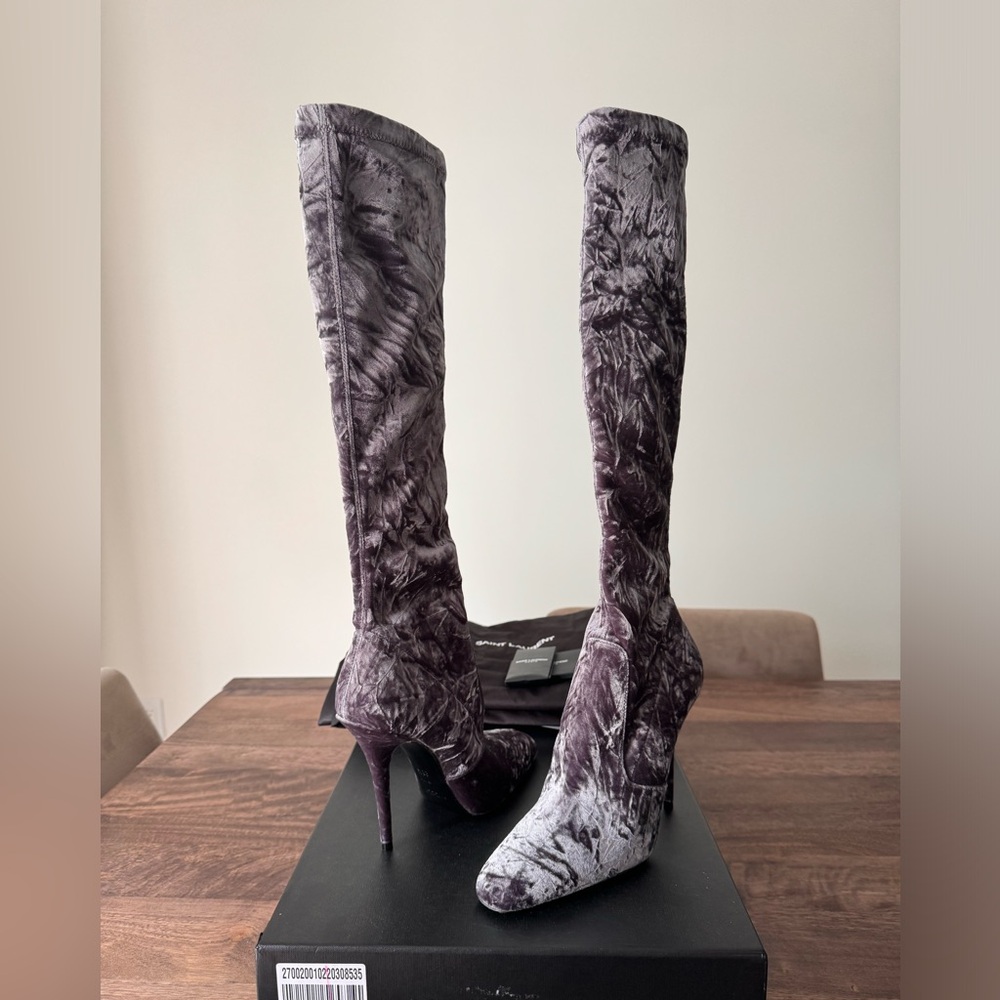 Saint Laurent Ella Velvet Boots